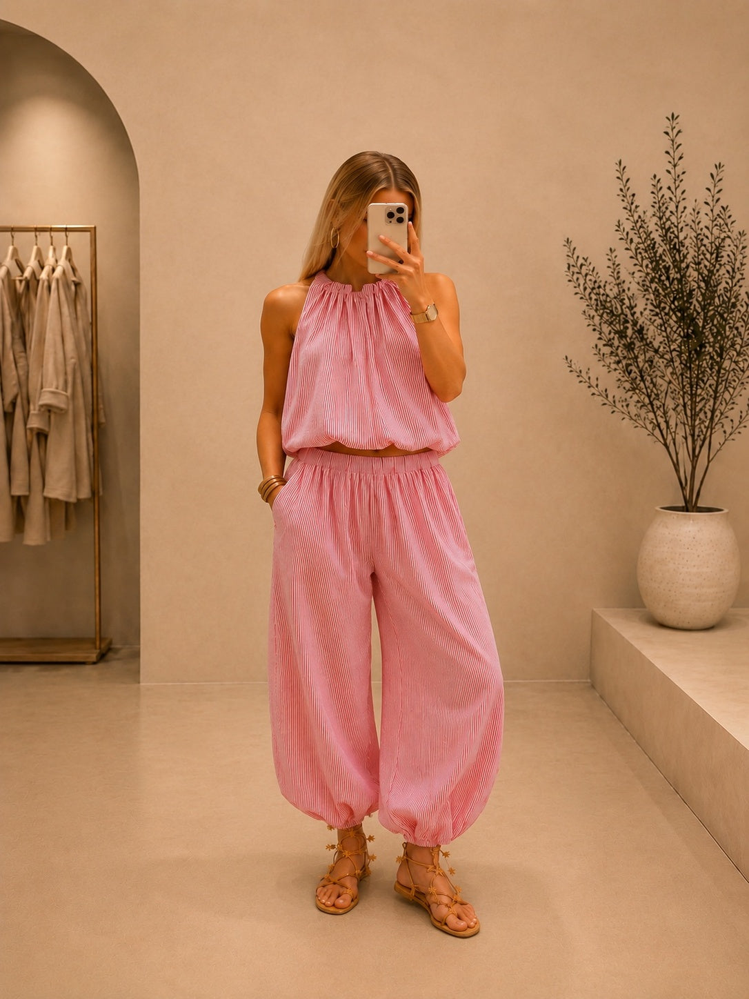 Conjunto bombacho rayas